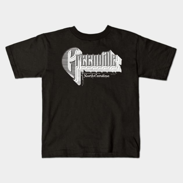 Vintage Greenville, NC Kids T-Shirt by DonDota